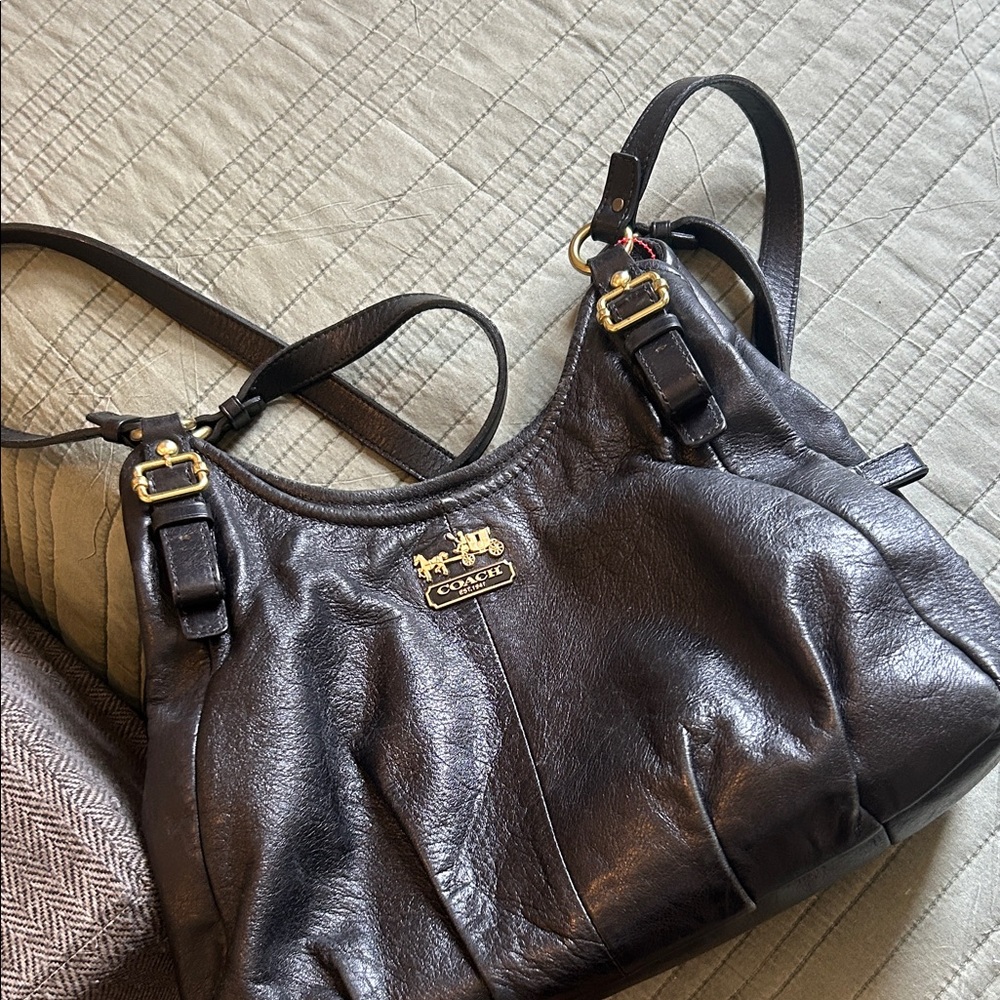 Coach Dark Brown Leather Shoulder Bag
